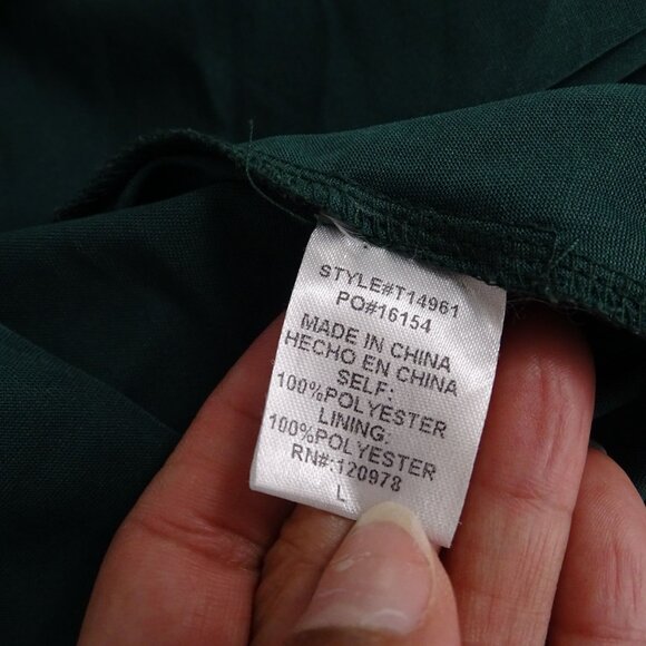 Entro Green Sheer Swiss Dot V-Neck Long Sleeve Blouse Top Women Size L - Picture 5 of 8